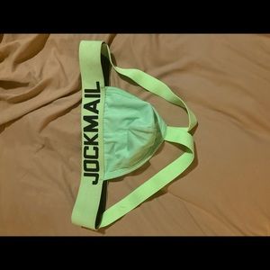 Mens mesh jockmail jockstrap large bright green.  Runs small will fit medium